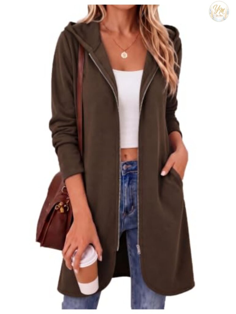 Zeagoo Women's Zip Up Hoodie Oversized Long Fleece Tunic Sweatshirt with Pockets